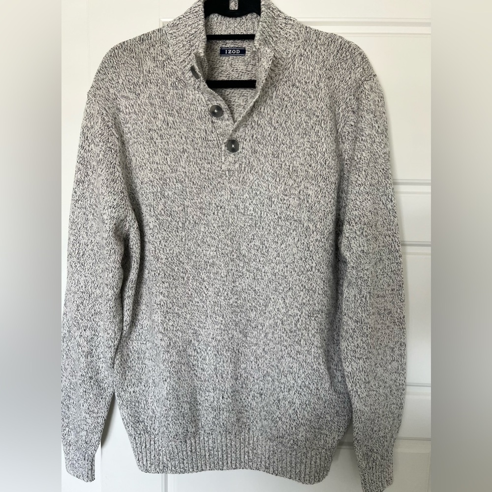 Men's IZOD Marled Button-Mock Sweater - Picture 1 of 5